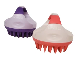 Bürste Silikon Handshampoo Kopfhaut Kopf Haar Massage - 2 Stück Rosa-Lila - Bild 1 von 2