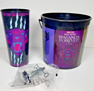 Regal Cinemas Black Panther Wakanda Forever Popcorn Bucket/Cup/Mbaku Figure - Picture 1 of 9