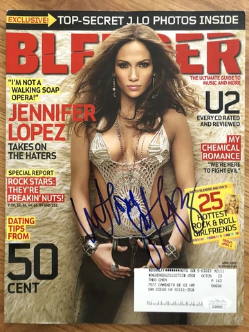 Jennifer Lopez autographed signed autograph With Love 2005 Blender magazine JSA Cover
