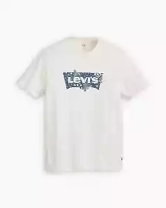 Levi's Men's T-Shirt Batwing Graphic Fashion Glitter Logo Tee Top White - Picture 1 of 2