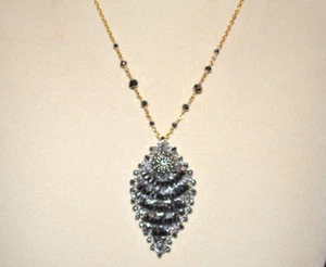 NUEVO CON ETIQUETAS $330 MIGUEL ASES Pirita Gris Cuentas Marquesa Collar Colgante - Imagen 1 de 5