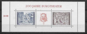 AUSTRIA , 1975 , BICENTENNIAL VIENNA BURGTHEATER  , PANE  OF 2 + LABEL , MNH - Picture 1 of 1