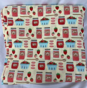 Strawberry Jam Jars Strawberries Yellow Sweet Berry Cotton Fabric By The Yard - Picture 1 of 3
