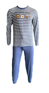 Herren Pyjama Schlafanzug Langarm Blau/Weiß Gr. M - Picture 1 of 1