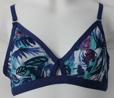 NWT Cosabella VEROP1301 "Verona" Printed Mesh Bralette Blue Tropical Flora Italy - Image 1 of 4