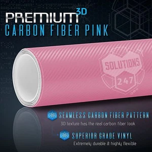 3D Pink Carbon Fiber Matte Vinyl Wrap Bubble Free Air Release 24" x 60" In Roll - Picture 1 of 8