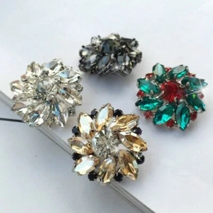 A Pair Rhinestone Crystal Accessory Costume Decor Sewing Coat Button Chic Crafts - Picture 1 of 13