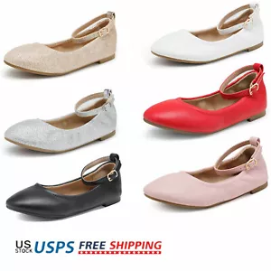 Girls Flat Shoes Ankle Strap Wedding Shoes Mary Jane shoes Princess Shoes - Picture 1 of 43
