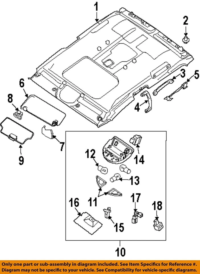 Lente de lámpara de mapa interior de cabina Nissan OEM 08-15 Armada, QX56, TITANIO 26431ZC00A Foto 1 de 1
