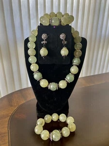 Aventurine Quartz Round Beads Set of Necklace ,Bracelet ,Earrings - Picture 1 of 7