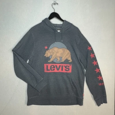 Levi's Hoodie Sweatshirt Dark Gray Bear Logo Mens Size XL - Image 1 of 4