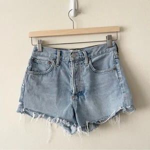 Agolde Parker Vintage Cut Off Shorts Light Blue Denim Women size 24 - Picture 1 of 7