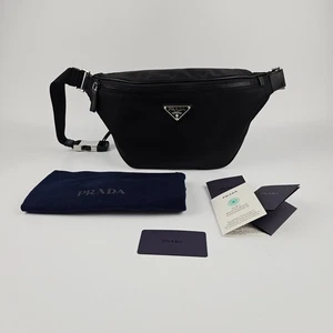 PRADA Re-Nylon And Saffiano Leather $1650 Black Belt Bag New & Authentic - Picture 1 of 10