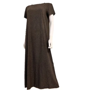 NEUWERTIG! Maxikleid Eileen Fisher M mittelbraun schwarz kariert A-Linie ärmellos S - Bild 1 von 11