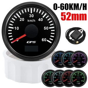 52MM Black GPS Speedometer 60kmh Gauge 7 Color LED Waterproof for Boat Car Truck - Picture 1 of 14