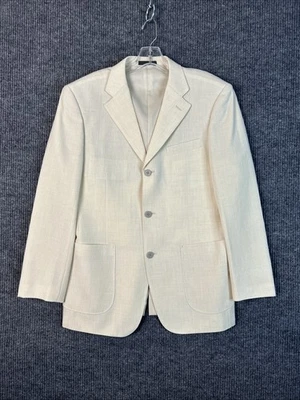 Blazer Giorgio Armani Le Collezioni Lino Seda Para Hombre Talla 48R Crema Texturizado Italia Foto 1 de 4