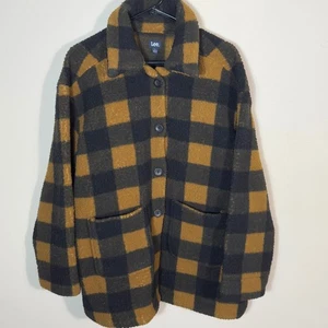 Lee Women's Large Buffalo Plaid Sherpa Fleece Shirt Jacket Coat - Picture 1 of 8