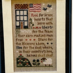 LITTLE HOUSE NEEDLEWORKS Brave Hearts #52 Cross Stitch Pattern Flag House 2007 - Picture 1 of 5