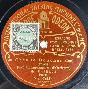 Charlus : Ches le boucher / La fille du rémouleur 78 RPM ODEON ETIQUETTE BRUNE - Picture 1 of 4