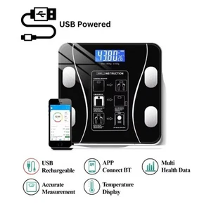 Digital Bathroom Weighing Scale Bluetooth Body Fat Monitor BMI Analyser 180kg - Picture 1 of 24