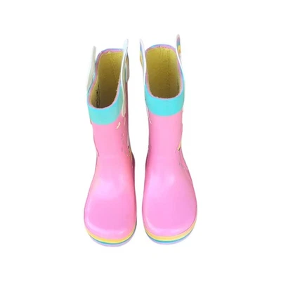 Peppa Pig Kids Rain Boots 7-8 Pink Rainbow Rubber Ankle Boots Girls - Image 1 of 4