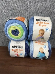 Bernat Softee Baby Streifen Sommer Picknick Streifen blau gelb grün Set 4 Knäuel - Bild 1 von 5