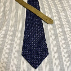 Tommy Hilfiger Two Tone 100% Silk Made In USA From Imported Fabric Blue Gold #13 - Picture 1 of 16