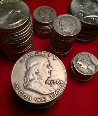 1 + TROY oz ounce 90% SILVER U.S. Coin Lot pre-1965 Bullion Coins *FREE COIN!* - Image 1 of 2
