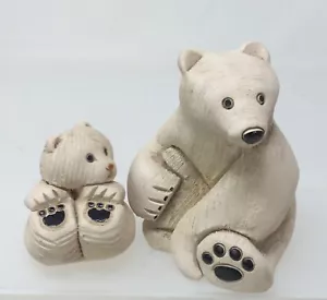Artesanía Rinconada Uruguay Arcilla Tallada Oso Polar Madre con Bebé Oso Polar - Imagen 1 de 14