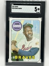 1969 Topps #100 Hank Aaron Atlanta Braves SGC 5