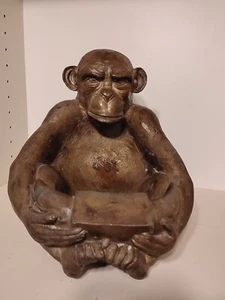 Antico posacenere scimpanzé bronzo pesante ciotola scultura statua scimmia scimmia 15,5 libbre - Foto 1 di 23