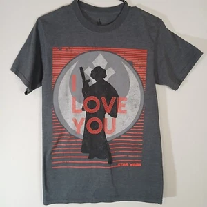 Disney Shirt Herren S Star Wars Prinzessin Leia Tee Oberteil grau I Love You Zitat AA016 - Bild 1 von 8