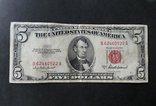 1953 Series A Red Seal United States $5 Note, circulated