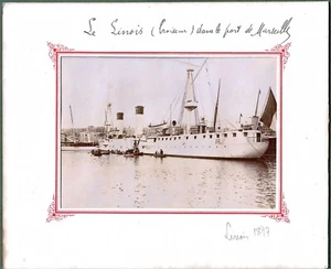 French Cruiser La Linois, Open Day at Marseille c1897. Superb Sepia Photo - Picture 1 of 3