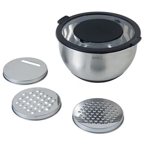 Genuine! MASTERPO Mixing Bowl with 3 Piece Set Graters Silver 20 x 12 cm/2.5 L! - Foto 1 di 6
