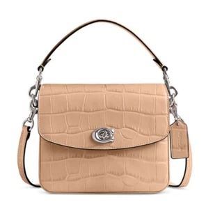 Coach Cassie 19 hellbraun silber geprägtes Krokoleder Umhängetasche Handtasche neu mit Etikett - Bild 1 von 4