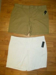 LADIES FADED GLORY SUMMER SHORTS~WHITE~KHAKI~14~16~18~NEW - Picture 1 of 3