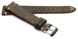 18mm /14 Germany made Vintage Lederband Retro Look Uhrenarmband Distressed braun - Picture 1 of 4