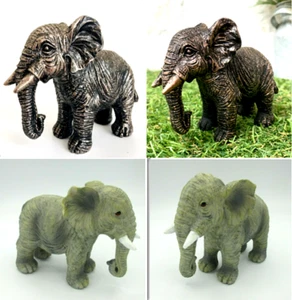 Miniature Bronze Resin African Elephant Garden Statue Sculpture Figure Ornament - Picture 1 of 14