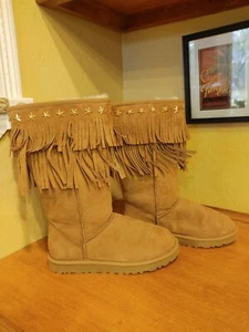 Ladies UGG/Jimmy Choo Fringe Boots Size 8 - Picture 1 of 8