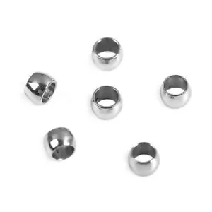 100 Stainless Steel Crimp Beads Cylinder Silver Tone-1.5mm Dia., Hole:0.6mm - Picture 1 of 2