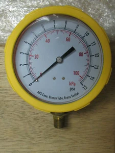 Grainger 4EFJ7 4" 0-15 PSI 0 bis 100 kPa Bereich Manometer ABS Gehäuse Poly Linse - Bild 1 von 7