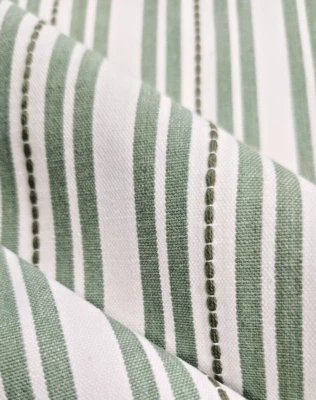 P Kaufmann Murali Stripe Sage Cotton Woven Fabric By the yard - Image 1 of 4