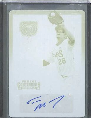2015 Panini Contenders College Ticket Yellow Printing Plate Auto Tate Matheny - Image 1 of 2
