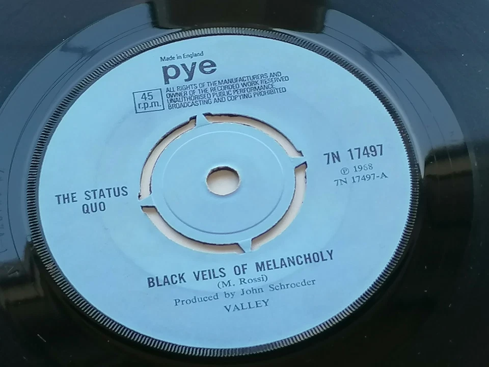 STATUS QUO  ORIG 1968 UK 45   BLACK VEILS OF MELANCHOLY - Image 1 of 4