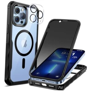 Magnetic Case for iPhone 13 Pro, Privacy Screen Protector and Camera Lens - Picture 1 of 8