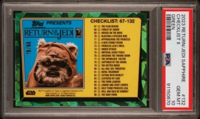 2023 Topps Chrome Sapphire Star Wars Return Of Jedi Checklist Green #/60 PSA 10 - Image 1 of 3