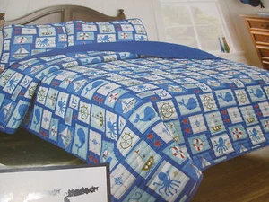 Cozee LITTLE SAILOR Twin Quilt Set ~ Sailboat, Octopus, Anchor, Whale New - Picture 1 of 12