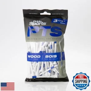 PrideSports PTS 3 1/4 Inch Wood Golf Tees, White, 75 Count - Picture 1 of 5