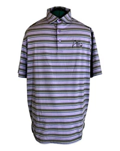 Peter Millar Summer Comfort Men's Purple Striped Golf Polo Aria Size L - Picture 1 of 7